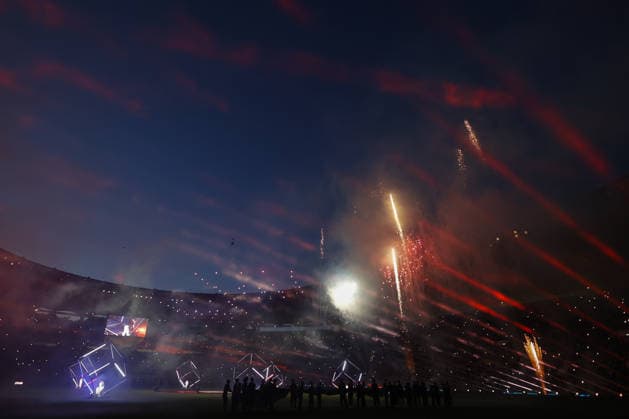Lazio v Inter Milan - Italian Cup final match ROME, ITALY - MAY 13: A view of the opening show before the start of the Italian Cup football final match between Lazio and Inter Milan at the Olympic stadium in Rome, Italy, on May 13, 2026. Riccardo De Luca Anadolu Rome Italy. Editorial use only. Please get in touch for any other usage.  Copyright: x2026xAnadoluxRiccardoxDexLucax