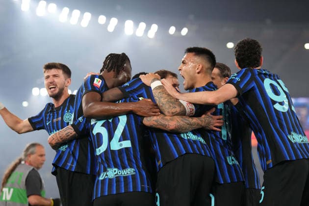 Inter Milan s Marcus Thuram celebrates after scoring during the Frecciarossa Italian Cup 2025 2026 final soccer match between Lazio and Inter Milan at the Stadio Olimpico in Rome, Italy - May 13, 2026 - Soccer  Copyright: xAlfredoxFalcone LaPressex