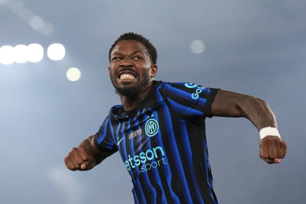 Inter Milan s Marcus Thuram celebrates after scoring during the Frecciarossa Italian Cup 2025 2026 final soccer match between Lazio and Inter Milan at the Stadio Olimpico in Rome, Italy - May 13, 2026 - Soccer  Copyright: xAlfredoxFalcone LaPressex