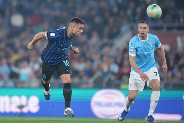 Inter Milan™s Lautaro Martinez celebrates after scoring during the Frecciarossa Italian Cup 2025 2026 final soccer match between Lazio and Inter Milan at the Stadio Olimpico in Rome, Italy - May 13, 2026 - Soccer  Copyright: xAlfredoxFalcone LaPressex