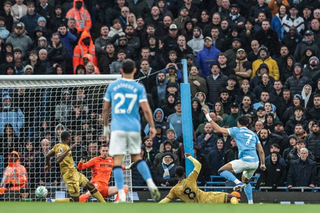 Premier League: Manchester City v Crystal Palace Omar Marmoush of Manchester City scores to make it 2-0 during the Premier League match Manchester City vs Crystal Palace at Etihad Stadium, Manchester, United Kingdom on 13 May 2026 (Photo by Mark Cosgrove News Images) Manchester Etihad Stadium Greater Manchester United, ManU Kingdom Copyright: xMarkxCosgrove NewsxImagesx