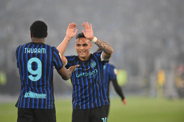 Foto IPP Roberto Ramaccia Roma 13 05 2026 Calcio Coppa Italia 2025 2026 - Finale - Lazio-Inter nella foto Marcus Thuram of FC Inter celebrates with his teammate Lautaro Martinez of FC Inter after scoring the 0-1 goal ?Italy Photo Press - World Copyright - Roma italy Italia ITALY  Copyright: xR4924_italyphotopressx