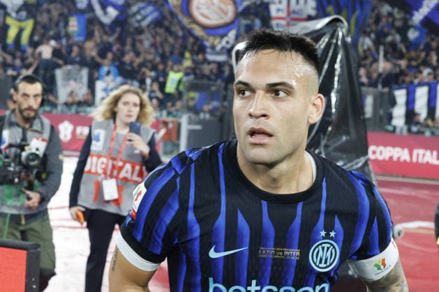 Lazio v Inter Milan - Italian Cup final match ROME, ITALY, MAY 13: Lautaro Martinez, of Inter Milan, celebrates after scoring during the Italian Cup football final match between Lazio and Inter Milan at the Olympic stadium in Rome, Italy, on May 13, 2026. Riccardo De Luca Anadolu Rome Italy. Editorial use only. Please get in touch for any other usage.  Copyright: x2026xAnadoluxRiccardoxDexLucax