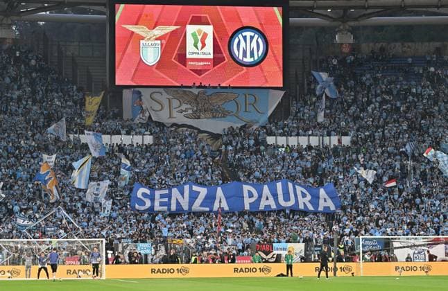 Foto IPP Felice De Martino Roma 13 05 2026 Calcio Coppa Italia 2025-2026 - Finale Lazio - Inter Nella foto: Coreografia dei tifosi della Lazio Italy Photo Press World Copyright Roma italy Italia ITALY  Copyright: xR4924_italyphotopressx