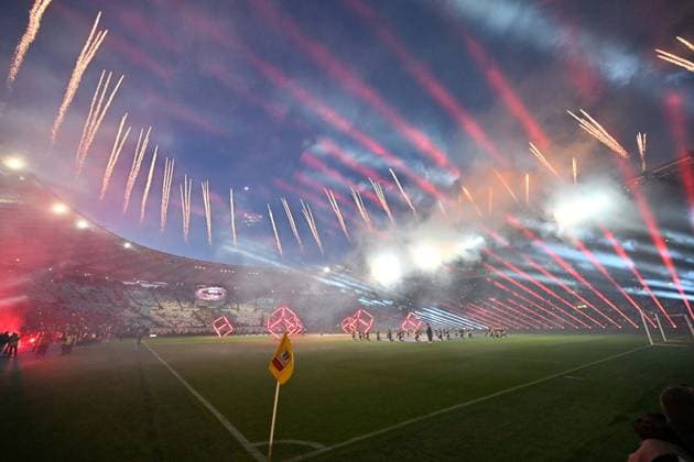 Foto IPP Felice De Martino Roma 13 05 2026 Calcio Coppa Italia 2025-2026 - Finale Lazio - Inter Nella foto: Coreografia con i fuochi d artificio Italy Photo Press World Copyright Roma italy Italia ITALY  Copyright: xR4924_italyphotopressx