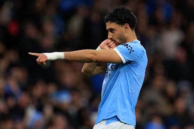 Manchester City v Crystal Palace, Premier League GOAL.Omar Marmoush (7) of Manchester City celebrates scoring to make it 2-0 during the Premier League match between Manchester City and Crystal Palace at the Etihad Stadium, Manchester, UK on 13 May 2026. Manchester Etihad Stadium Manchester UK Editorial use only DataCo restrictions apply See www.football-dataco.com , Copyright: xConorxMolloyx PSI-24240-0036