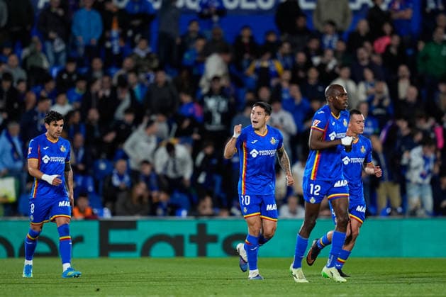May 13, 2026, Getafe, Madrid, Spain: Martin Satriano of Getafe CF celebrates a goal during the Spanish League, LaLiga EA Sports, football match played between Getafe CF and RCD Mallorca at Coliseum de Getafe stadium on May 13, 2026, in Getafe, Spain. Getafe Spain - ZUMAa181 20260513_zaa_a181_186 Copyright: xDennisxAgyemanx