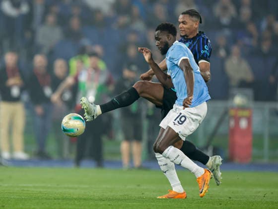 Coppa Italia final SS Lazio and FC Internazionale lazio™s Senegalese forward Boulaye Dia challenges for the ball with Inter™s Swiss defender Manuel Akanji during the Coppa Italia final between SS Lazio and FC Internazionale at the Stadio Olimpico in Rome on 13 May 2026. _BPH9853_1 Copyright: xAntonioxBalascox