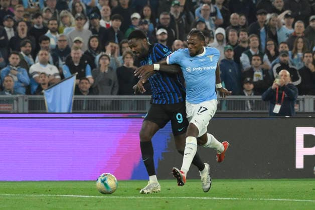 Inter Milan s Marcus Thuram and Lazio™s Nuno Tavares during the Frecciarossa Italian Cup 2025 2026 final soccer match between Lazio and Inter Milan at the Stadio Olimpico in Rome, Italy - May 13, 2026 - Soccer  Copyright: xFabrizioxCorradetti LaPressex
