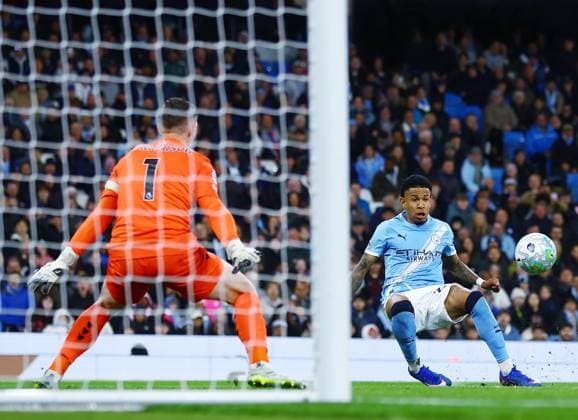 Savinho of Manchester City scores a goal to make it 3-0 Manchester City v Crystal Palace, Premier League, Football, Etihad Stadium, Manchester , UK - 13 May 2026Manchester Etihad Stadium United Kingdom EDITORIAL USE ONLY No use with unauthorised audio, video, data, fixture lists, club league logos or live services. Online in-match use limited to 120 images, no video emulation. No use in betting, games or single club league player publications. Copyright: xMattxWest Shutterstockx 16871265r