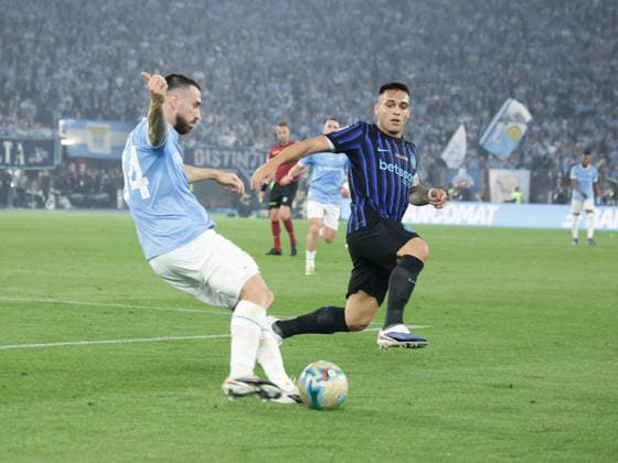 CALCIO - Coppa Italia - Final - SS Lazio vs Inter - FC Internazionale Photo by IPA ABACAPRESS.COM84649574 - lazio s Spanish defender Mario Gila challenges for the ball with Inter s Argentinian forward Lautaro Martinez during the Coppa Italia final between SS Lazio and FC Internazionale at the Stadio Olimpico in Rome on 13 May 2026. Rome Italy  Copyright: xIPAxSport ABACAx