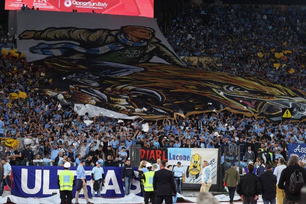 CALCIO - Coppa Italia - Final - SS Lazio vs Inter - FC Internazionale Photo by IPA ABACAPRESS.COM84649604 - Rome, Italy - May 13, 2026: Lazio fans display the choreography in the stands before the Coppa Italia Frecciarossa Final football match 2025-2026 between SS Lazio vs Inter - FC Internazionale at Olympic Stadium. Rome Italy  Copyright: xIPAxSport ABACAx