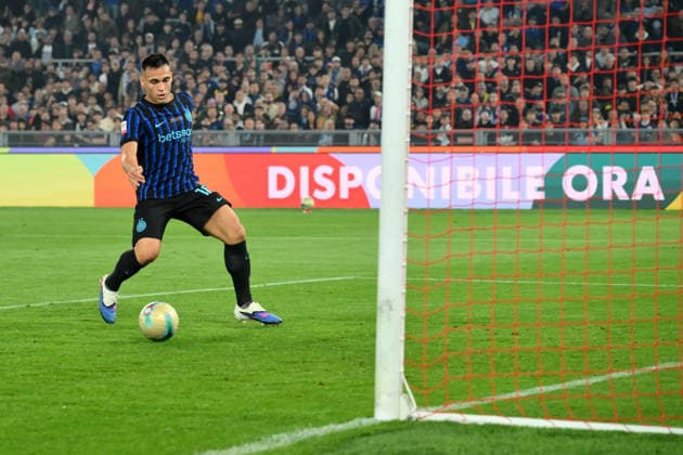 RECORD DATE NOT STATED 13th May 2026, Stadio Olimpico, Rome, Italy; Coppa Italia Football; Lazio versus Inter Milan; Lautaro Martinez of FC Inter shoots and scores the goal for 0-2 in the 35th minute AllShotxLive