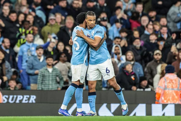 Premier League: Manchester City v Crystal Palace Savino of Manchester City celebrates his goal to make it 3-0 during the Premier League match Manchester City vs Crystal Palace at Etihad Stadium, Manchester, United Kingdom on 13 May 2026 (Photo by Mark Cosgrove News Images) Manchester Etihad Stadium Greater Manchester United, ManU Kingdom Copyright: xMarkxCosgrove NewsxImagesx