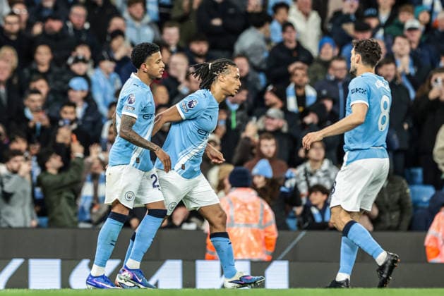 Premier League: Manchester City v Crystal Palace Savino of Manchester City celebrates his goal to make it 3-0 during the Premier League match Manchester City vs Crystal Palace at Etihad Stadium, Manchester, United Kingdom on 13 May 2026 (Photo by Mark Cosgrove News Images) Manchester Etihad Stadium Greater Manchester United, ManU Kingdom Copyright: xMarkxCosgrove NewsxImagesx