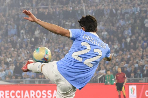 Lazio v Inter Milan - Italian Cup final match ROME, ITALY, MAY 13: Matteo Cancellieri, of Lazio, kicks the ball during the Italian Cup football final match between Lazio and Inter Milan at the Olympic stadium in Rome, Italy, on May 13, 2026. Riccardo De Luca Anadolu Rome Italy. Editorial use only. Please get in touch for any other usage.  Copyright: x2026xAnadoluxRiccardoxDexLucax