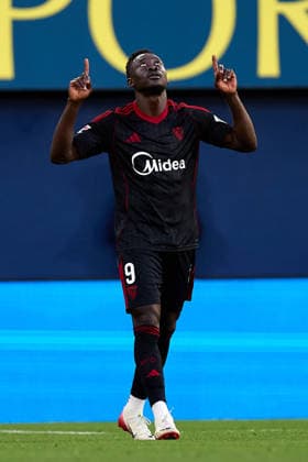 Kings League Italy 2026 May 13, 2026, Villarreal, Castellon, Spain Akor Adams of Sevilla FC celebrates after scoring their sides third goal during the Spanish championship LaLiga football match between Villarreal CF and Sevilla CF on 13 May 2026 at Ceramica Stadium in Villarreal, Spain Villarreal Fonzies Arena Spain Spanish La Liga EA Sports soccer match Villarreal vs Sevilla Copyright: xCerezox