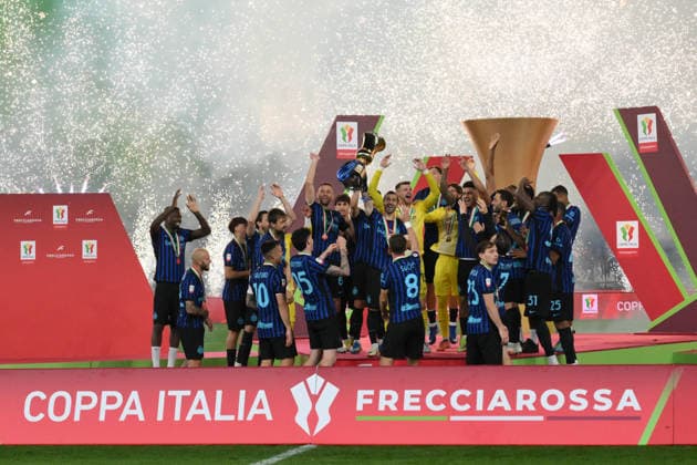 Foto IPP Roberto Ramaccia Roma 13 05 2026 Calcio Coppa Italia 2025 2026 - Finale - Lazio-Inter nella foto Inter’s players celebrate their victory at the end of the match ?Italy Photo Press - World Copyright - Roma italy Italia ITALY  Copyright: xR4924_italyphotopressx