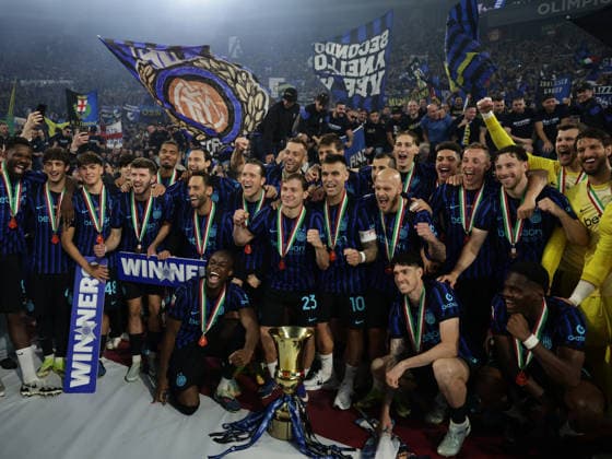 Coppa Italia final SS Lazio and FC Internazionale Inter Celebrate victory trophy during the Coppa Italia final between SS Lazio and FC Internazionale at the Stadio Olimpico in Rome on 13 May 2026. ABP10644 Copyright: xAntonioxBalascox