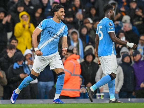 Manchester City v Crystal Palace Premier League Omar Marmoush of Manchester City celebrates after scoring his teams second goal during the Premier League match at the Etihad Stadium, Manchester 13 05 2026 UK Newspapers OUT Copyright: xKarlxVallantinex FIL-23426-0075