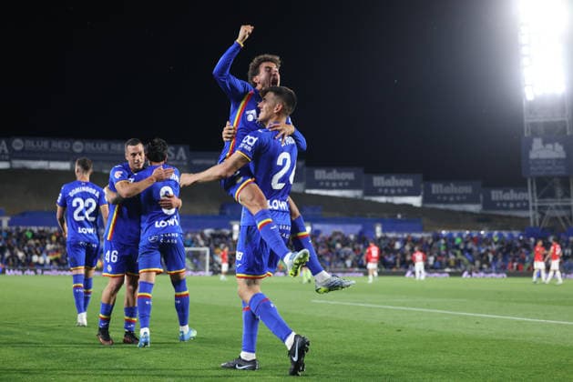 May 13, 2026, Getafe, Madrid, Spain: Zaid Romero of Getafe CF celebrates a goal with Luis Milla of Getafe CF during the Spanish League, LaLiga EA Sports, football match played between Getafe CF and RCD Mallorca at Coliseum de Getafe stadium on May 13, 2026, in Getafe, Spain. Getafe CF V RCD Mallorca - LaLiga EA Sports  - ZUMAa181 20260513_zaa_a181_332 Copyright: xDennisxAgyemanx