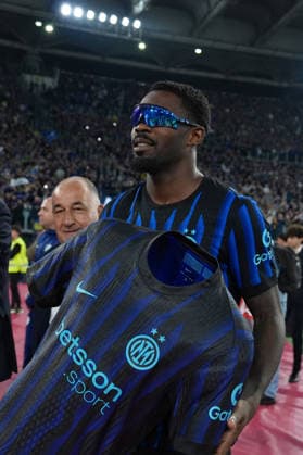 SS Lazio v FC Internazionale - Coppa Italia Final Marcus Thuram of FC Internazionale celebrates at the end of the during the Coppa Italia Frecciarossa final match between SS Lazio and FC Internazionale at Olympic Stadium on May 13, 2026 in Rome, Italy Rome Stadio Olimpico Lazio Italy Copyright: xGiuseppexMaffiax DSC08929