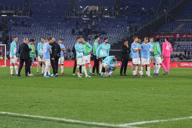 Lazio players disappointed during the Frecciarossa Italian Cup 2025 2026 final soccer match between Lazio and Inter Milan at the Stadio Olimpico in Rome, Italy - May 13, 2026 - Soccer  Copyright: xPhotoxbyxStefanoxNicoli LaPressex