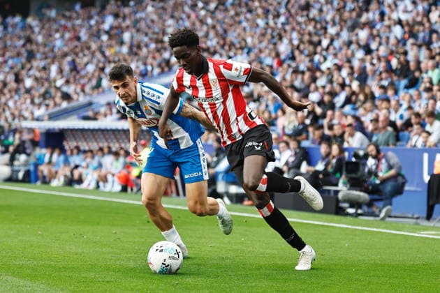 (L-R) Ruben Sanchez (Espanyol), Adama Boiro (ABilbao), MAY 13, 2026 - Football Soccer : Spanish LaLiga EA Sports match between RCD Espanyol de Barcelona - Athletic Club de Bilbao at the RCDE Stadium in Barcelona, Spain. Noxthirdxpartyxsales  aflo_330264675
