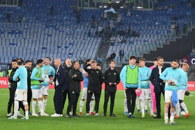 IPA84657412 - Lazio players show their disappointment at the defeat during the match of the Coppa Italia Final Championship between S.S. Lazio and F.C. Inter at the Olimpico Stadium on May 13, 2026 in Rome, Italy. during Final - SS Lazio vs Inter - FC Internazionale, Italian football Coppa Italia match in Rome, Italy, May 13 2026  Copyright: xRobertoxRamaccia IPAxSportx xx 84657412