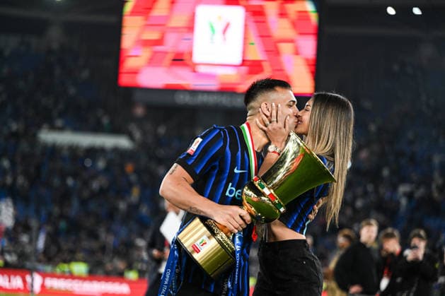 IPA84657483 - Lautaro Martinez of Inter FC and Agustina Gandolfo celebrate after winning the Coppa Italia Final football match between SS Lazio and Inter FC Internazionale on 13 of May 2026 at Stadio Olimpico stadium in Rome, Italy. Photo Tiziano Ballabio  Copyright: xTizianoxBallabio IPAxSportx xx 84657483