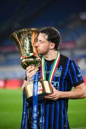 IPA84657607 - Carlos Augusto of Inter FC celebrate after winning the Coppa Italia Final football match between SS Lazio and Inter FC Internazionale on 13 of May 2026 at Stadio Olimpico stadium in Rome, Italy. Photo Tiziano Ballabio  Copyright: xTizianoxBallabio IPAxSportx xx 84657607