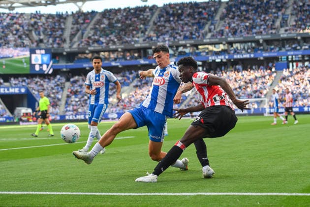 RCD ESPANYOL v ATHLETIC CLUB DE BILBAO RCDE STADIUM BARCELONA. May 13, 2026 RCD ESPANYOL vs ATHLETIC CLUB DE BILBAO May 13,2026 RCD Espanyol finally wins after 18 games. Adama (19) of Athletic Club de Bilbao vies with Ruben S. (2) of RCD Espanyol during the match between RCD Espanyol and Athletic Club de Bilbao corresponding to the thirty six day of La Liga EA Sports at RCDE Stadium in Barcelona, Spain. Cornella El Prat ESP Copyright: xS.xRosx