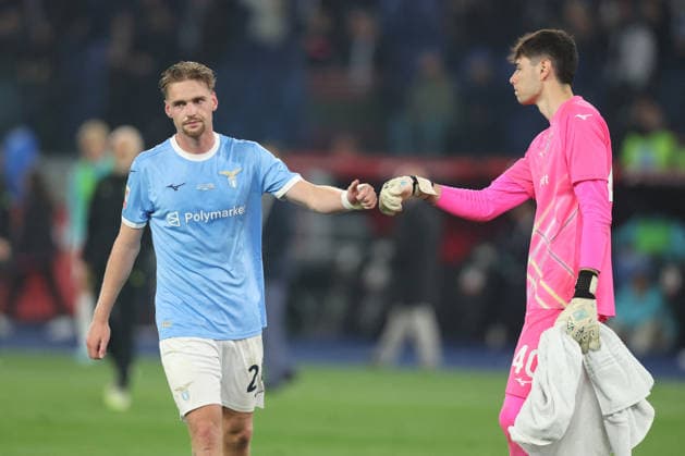 CALCIO - Coppa Italia - Final - SS Lazio vs Inter - FC Internazionale Photo by IPA ABACAPRESS.COM84657387 - Rome, Italy - May 13, 2026: Kenneth Taylor (central midfielder) of SS Lazio, Edoardo Motta (goalkeeper) of SS Lazio disappointed after the defeat at the end of the the Coppa Italia Frecciarossa Final football match 2025-2026 between SS Lazio vs Inter - FC Internazionale at Olympic Stadium. Rome Italy  Copyright: xIPAxSport ABACAx