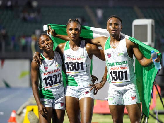 Ezekial Asuquo, Toheebat Jimoh, Victor Sampson and Patience Okon-George competes at The 24th African Senior Athletics Championships (ASAC) 2026 in Accra, Ghana, at the University of Ghana Sports Stadium from May 12 2026 Copyright: xCHRISTOPHERxONAHx