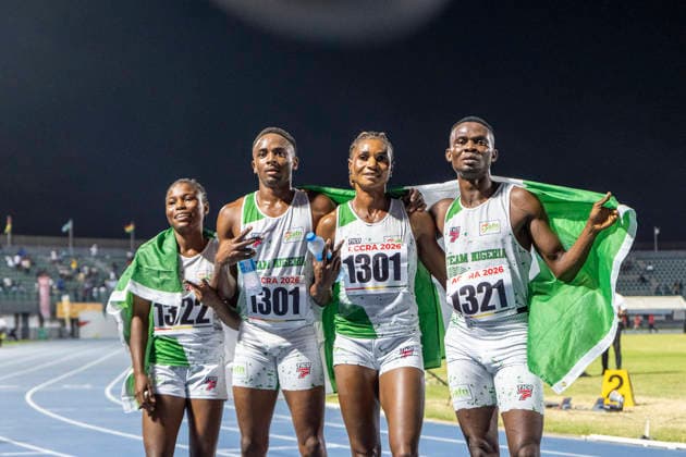Ezekial Asuquo, Toheebat Jimoh, Victor Sampson and Patience Okon-George competes at The 24th African Senior Athletics Championships (ASAC) 2026 in Accra, Ghana, at the University of Ghana Sports Stadium from May 12 2026 Copyright: xCHRISTOPHERxONAHx