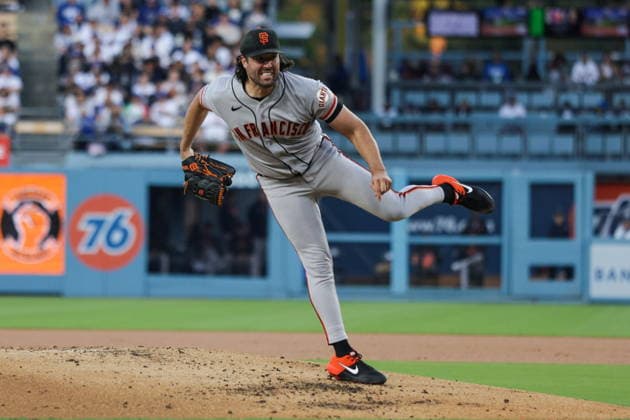 MLB, Baseball Herren, USA - Los Angeles Dodgers vs San Francisco Giants Giants pitcher Robbie Ray throws a pitch in the first inning of an MLB game between the Los Angeles Dodgers and the San Francisco Giants at Uniqlo Field at Dodger Stadium in Los Angeles, California, USA, 13 May 2026. LOS ANGELES CALIFORNIA United States  Copyright: xCHRISxTORRESx