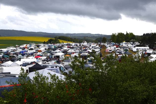 The camping sites at the Nuerburgring are already full on the Wednesday before the race GER, Motorsport, 54 ADAC Ravenol 24H Rennen Nuerburgring 2025, Wednesday, Impressions before the race, Nuerburg, 13 05 2026 GER, Motorsport, 54 ADAC Ravenol 24H Rennen Nuerburgring 2025, Wednesday, Impressions before the race, Nuerburg, 13 05 2026 Nuerburg Copyright: xEibner-Pressefoto JuergenxAugstx EP_JAT