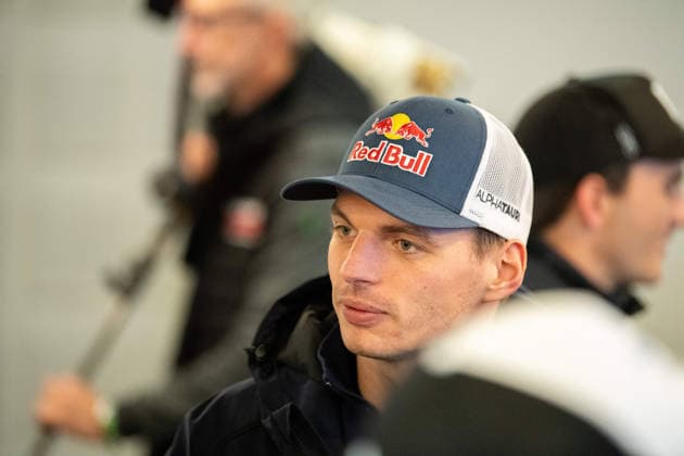 Formula 1 World Champion Max Verstappen takes part in the drivers briefing in the media center at the Nürburgring Nürburgring, 14 05 2026 Rhineland-Palatinate Germany