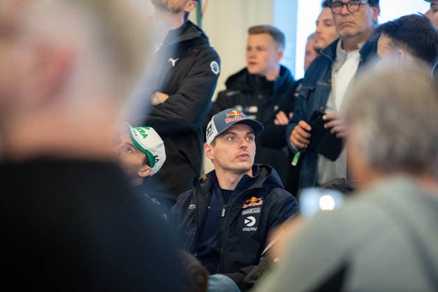 Formula 1 world champion Max Verstappen at the drivers briefing in the media center before the ADAC RAVENOL 24h Nürburgring 2026 Nürburgring, 14 05 2026 Rhineland-Palatinate Germany