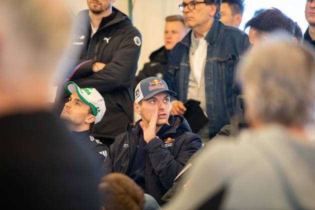 Max Verstappen Red Bull takes part in the drivers briefing in the media center at the Nürburgring, ahead of the ADAC RAVENOL 24h Nürburgring 2026 Nürburgring, 14 05 2026 Rhineland-Palatinate Germany
