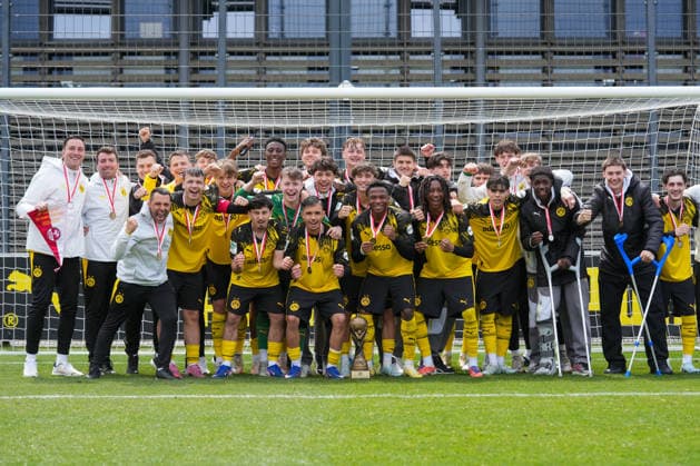 Thursday, 14 05 2026 Season 2025 2026 Final U17 Westfalenpokal at BVB Fußballpark Hohenbuschei, Dortmund, Germany BV Borussia Dortmund U17 VfL Bochum U17 Winner photo of BVB U17 after winning the Westfalenpokal