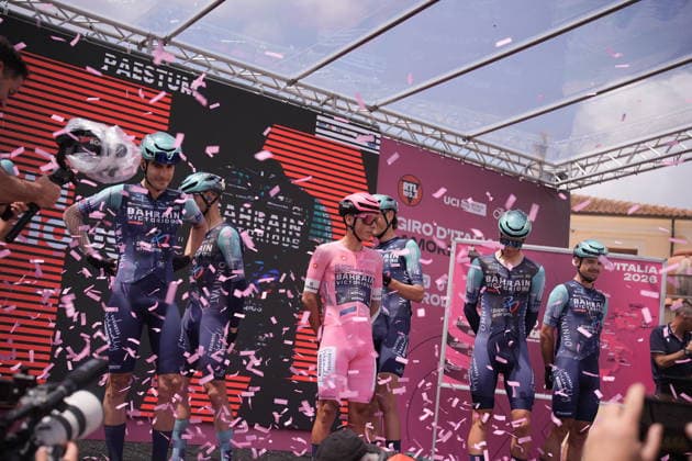 Portugal™s Afonso Oliveira Eulalio of Bahrain Victorious pink jersey during Stage 6 of the Giro d™Italia, from Paestum to Naples, Italy, Thursday, May 14, 2026.  Copyright: xMarcoxAlpozzi LaPressex