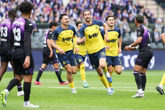 Union s Christian Burgess celebrates after scoring during a soccer game between Royale Union Saint-Gilloise and RSC Anderlecht, Thursday 14 May 2026 in Brussels, the final of the Croky Cup Belgian soccer cup. VIRGINIExLEFOUR  x173856089x