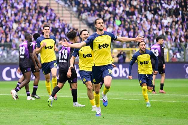Royale Union Saint-Gilloise v RSC Anderlecht - Belgian Croky Cup Final BRUSSELS, BELGIUM - MAY 14 : Burgess Christian defender of Royale Union Saint-Gilloise celebrating scoring a goal (1-0) during the Belgian Croky Cup final match between Royale Union Saint-Gilloise and RSC Anderlecht on May 14, 2026 in Brussels, Belgium, 14 05 2026 Brussels Belgium  Copyright: xJanxDexMeuleneirx