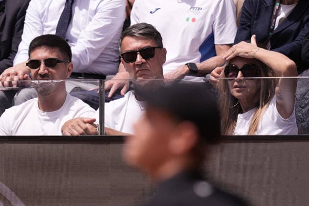 Paolo Maldini during the match between Jannik Sinner (ITA) vs Andrey Rublev at the Italian Open in Rome, Thursday, May 14, 2026. (Alfredo Falcone LaPresse)  Copyright: xAlfredoxFalcone LaPressex