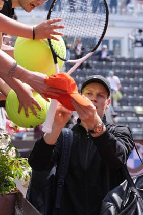 Jannik Sinner of Italy during the match against Andrey Rublev of Russia at the Internazionali BNL d Italia 2026 tennis tournament at Foro Italico in Rome (Italy) on May, 14, 2026. AntoniettaxBaldassarre