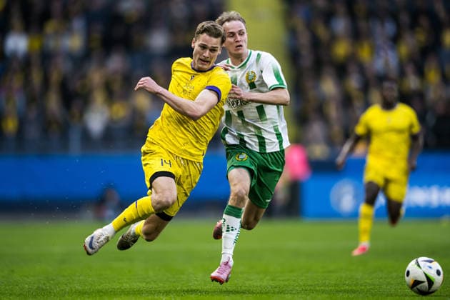 260514 Mjällbys Villiam Granath and Hammarbys Victor Stange Lind during the final of the Swedish Cup between Mjällby and Hammarby on May 14, 2026 in Stockholm  Copyright: MAXIMxTHORE BB260514MT026