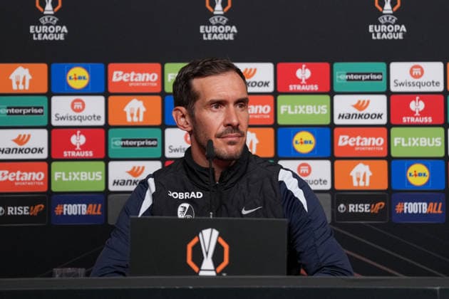 Julian Schuster SC Freiburg, Coach , Germany, Football, UEFA Europa League, Final, 2025 2026, SC Freiburg vs Aston Villa, 14 05 2026, UEFA Media Day and Press Conference before Leipzig, Europa Park Stadion, Freiburg Europa Park Stadion Baden Württemberg Germany Copyright: xArnexAmbergx