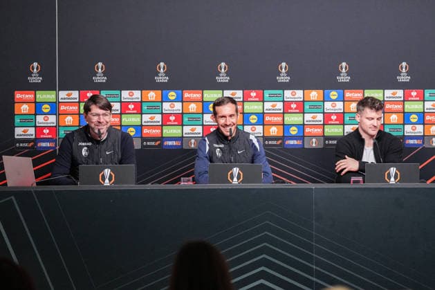 Press conference SC Freiburg, 14 05 2026 Sascha Glunk SC Freiburg, Head of Sports Communication , Julian Schuster SC Freiburg, Coach and Lukas Kübler SC Freiburg, 17 Press conference SC Freiburg, 14 05 2026 Copyright: xBEAUTIFULxSPORTS Boscox