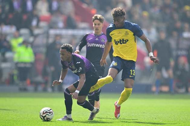 Royale Union Saint-Gilloise v RSC Anderlecht - Belgian Croky Cup Final BRUSSELS, BELGIUM - MAY 14 : Camara Ilay midfielder of RSC Anderlecht, Rodriguez Cortez Kevin Jose forward of Royale Union Saint-Gilloise during the Belgian Croky Cup final match between Royale Union Saint-Gilloise and RSC Anderlecht on May 14, 2026 in Brussels, Belgium, 14 05 2026 Brussels Belgium  Copyright: xNicoxVereeckenx
